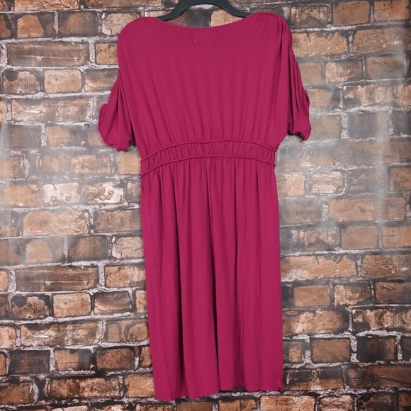 Max Studio S.P.| V Neck Short Sleeve Jersey Dress - Picture 2 of 3